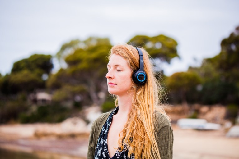 Woman listening to music, relaxing